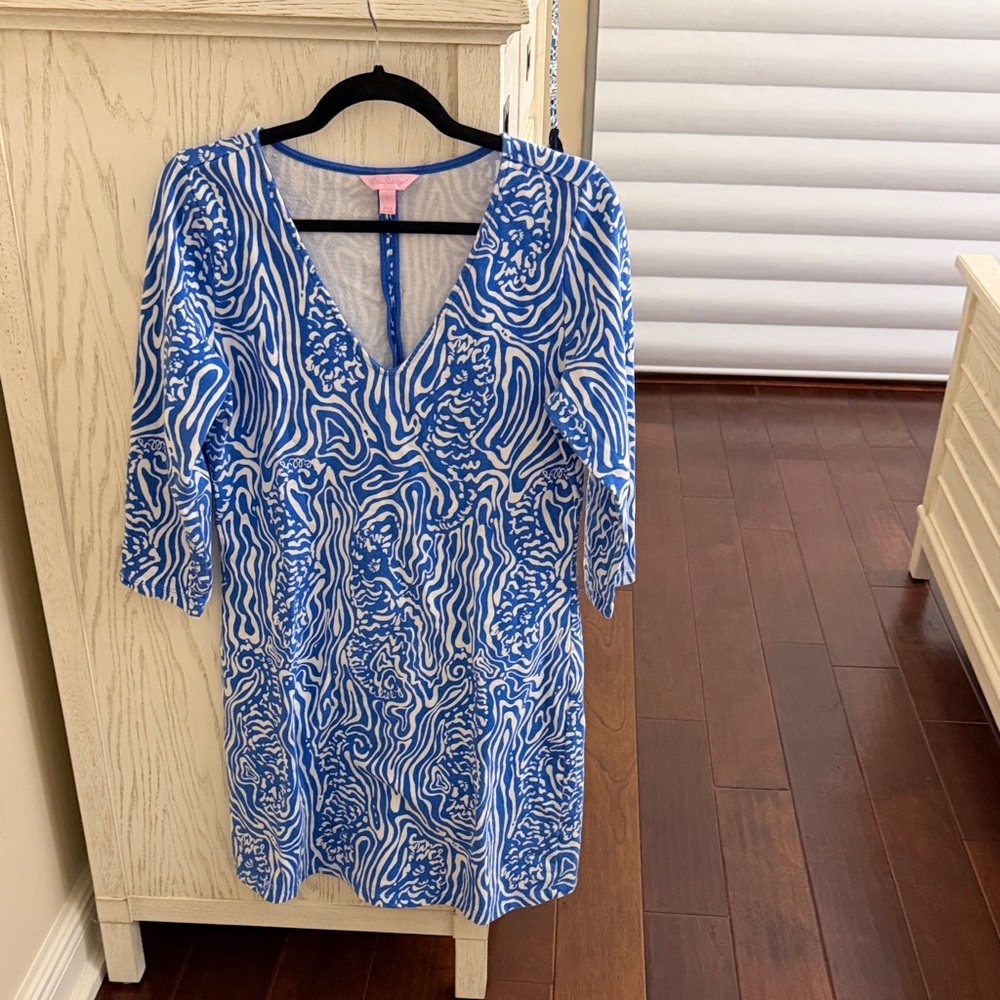 FINAL WEEKEND!!   Lilly Pulitzer Blue and White 3/4 Sleeve Dress